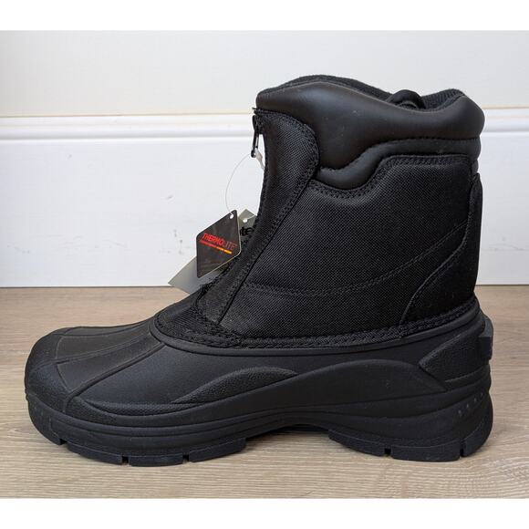 Totes Cassel Mens Winter Snow Boots 10 Black Thermolite Insulated Zip Waterproof - Picture 9 of 9